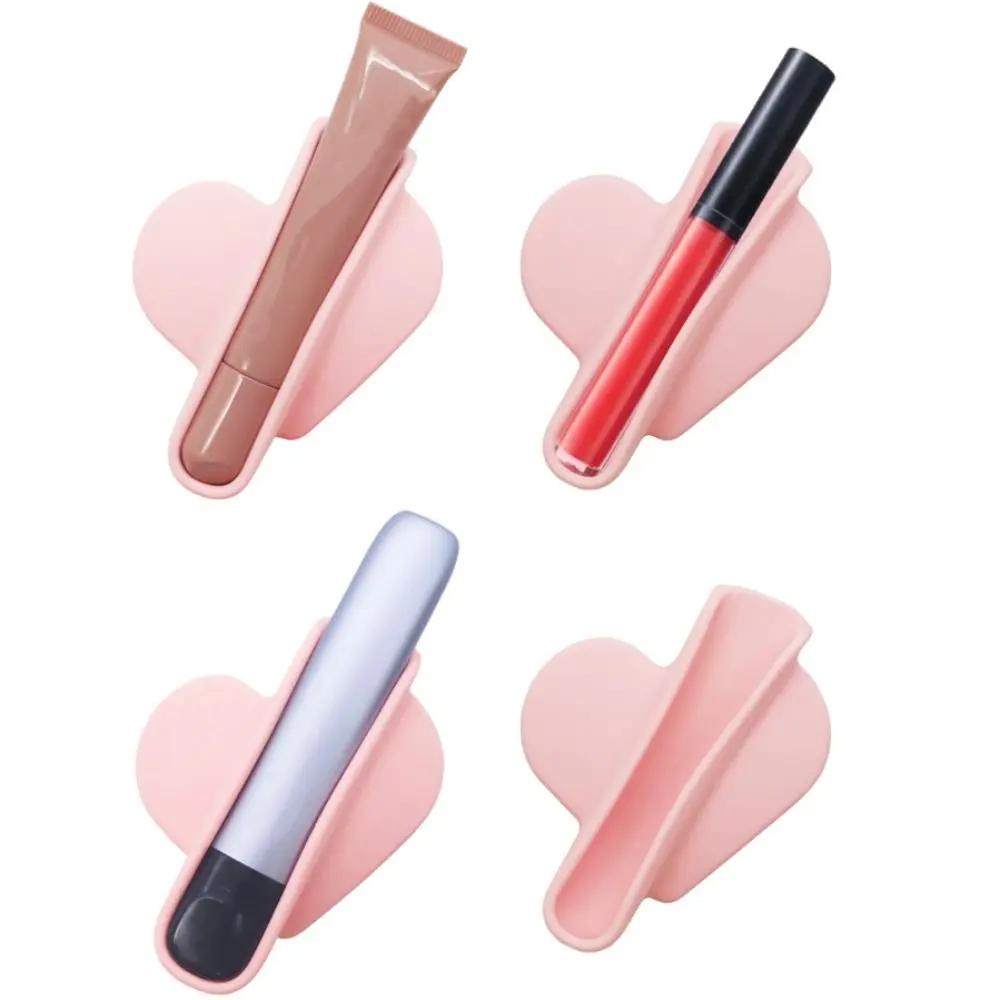 1PC Suction Cup Phone Lipstick Holder Silicone Phone Accessories Lip Glaze Back Holder Heart Shaped Protective Case Women Girl