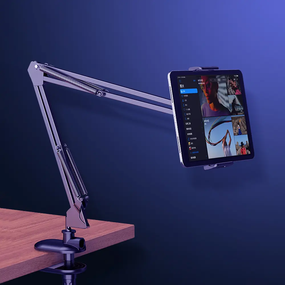 Aluminum Tablet Desk Bed Mount Lazy Stand Adjustable Cell Phone Long Arm Holder for iPad 4 Pro 11 12.9 /Air/Surface Go/Yoga Book