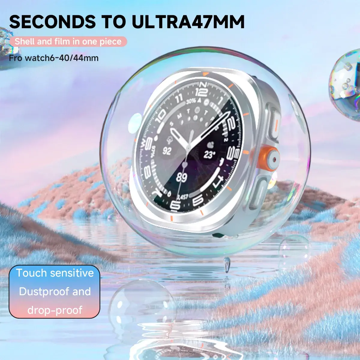 Upgrade To Ultra Case for Samsung Galaxy Watch 7 6 40mm 44mm Change To Galaxy Watch Ultra 47mm Tempered Glass Screen Protector