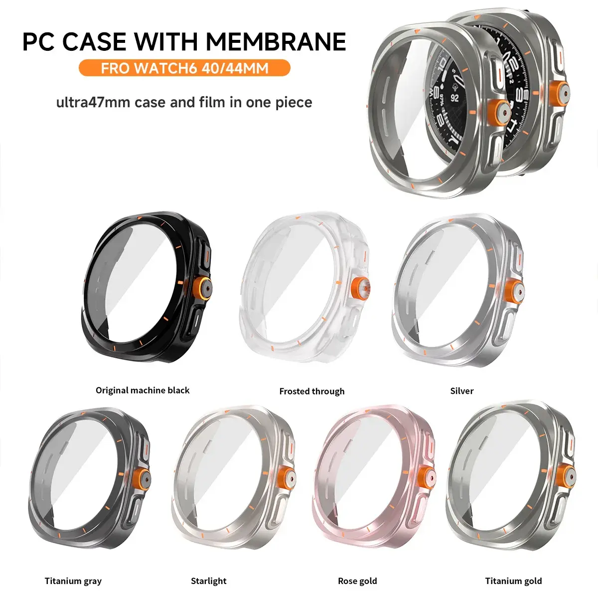 Upgrade To Ultra Case for Samsung Galaxy Watch 7 6 40mm 44mm Change To Galaxy Watch Ultra 47mm Tempered Glass Screen Protector