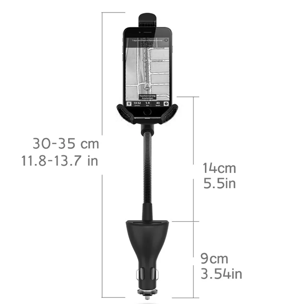 Car Mount Phone Holder for Smartphone Dual 2.1A Output Quick USB Car Charger for iphone X XS Max XR 8 7 6 Plus Xiaomi LG Android