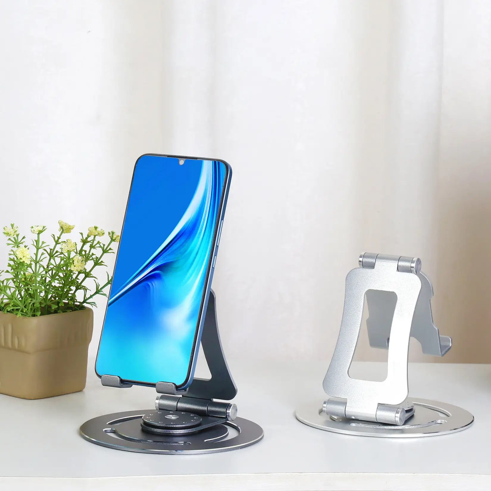 360°rotating Cell Phone Desktop Holder Aluminum Alloy Tablet Stand Adjustable Folding Portable Tablet Multifunctional Stand