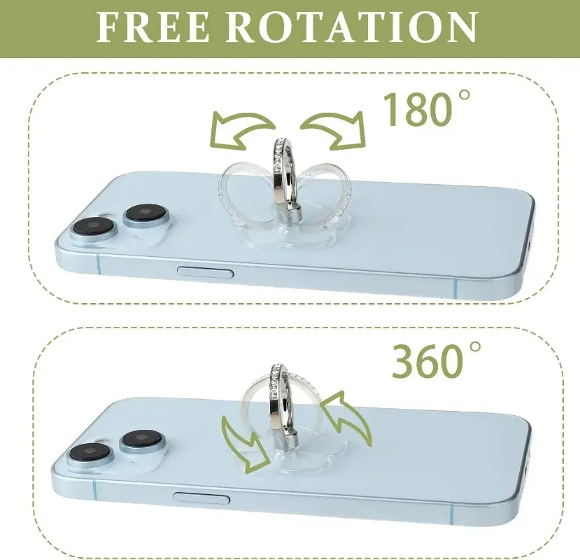 Transparent Mobile Phone Finger Ring Holder Rotation Universal for Samsung Huawei Xiaomi Iphone Oppo Cellphone Bracket Accessory