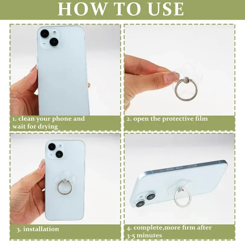 Transparent Mobile Phone Finger Ring Holder Rotation Universal for Samsung Huawei Xiaomi Iphone Oppo Cellphone Bracket Accessory