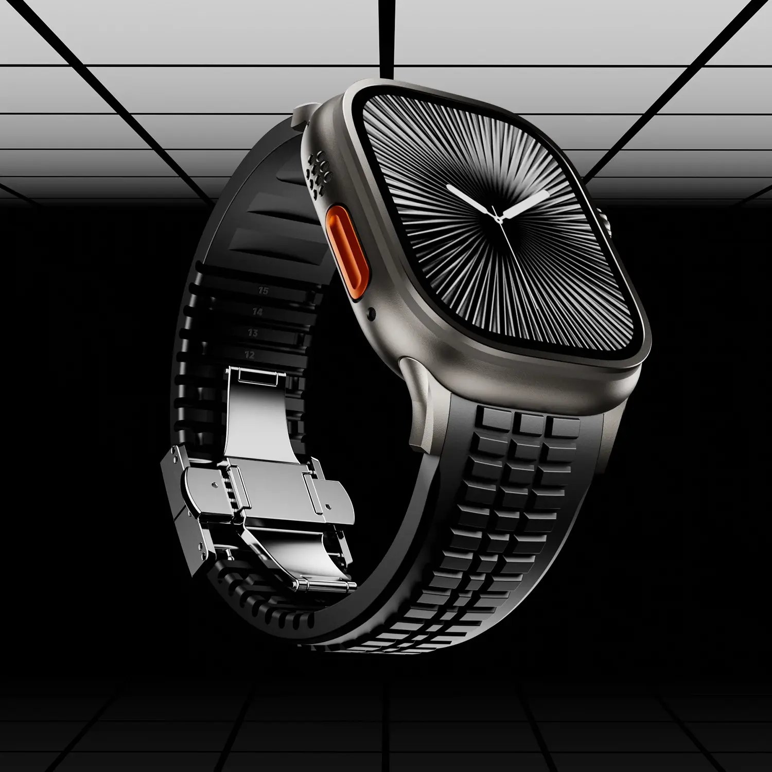 Sport Silicone for Apple Watch Ultra 2 49mm Strap Man Bracelet Iwatch Series 10 9 8 7 Se 4 5 6 44mm 45mm 46mm 316L Steel Buckle