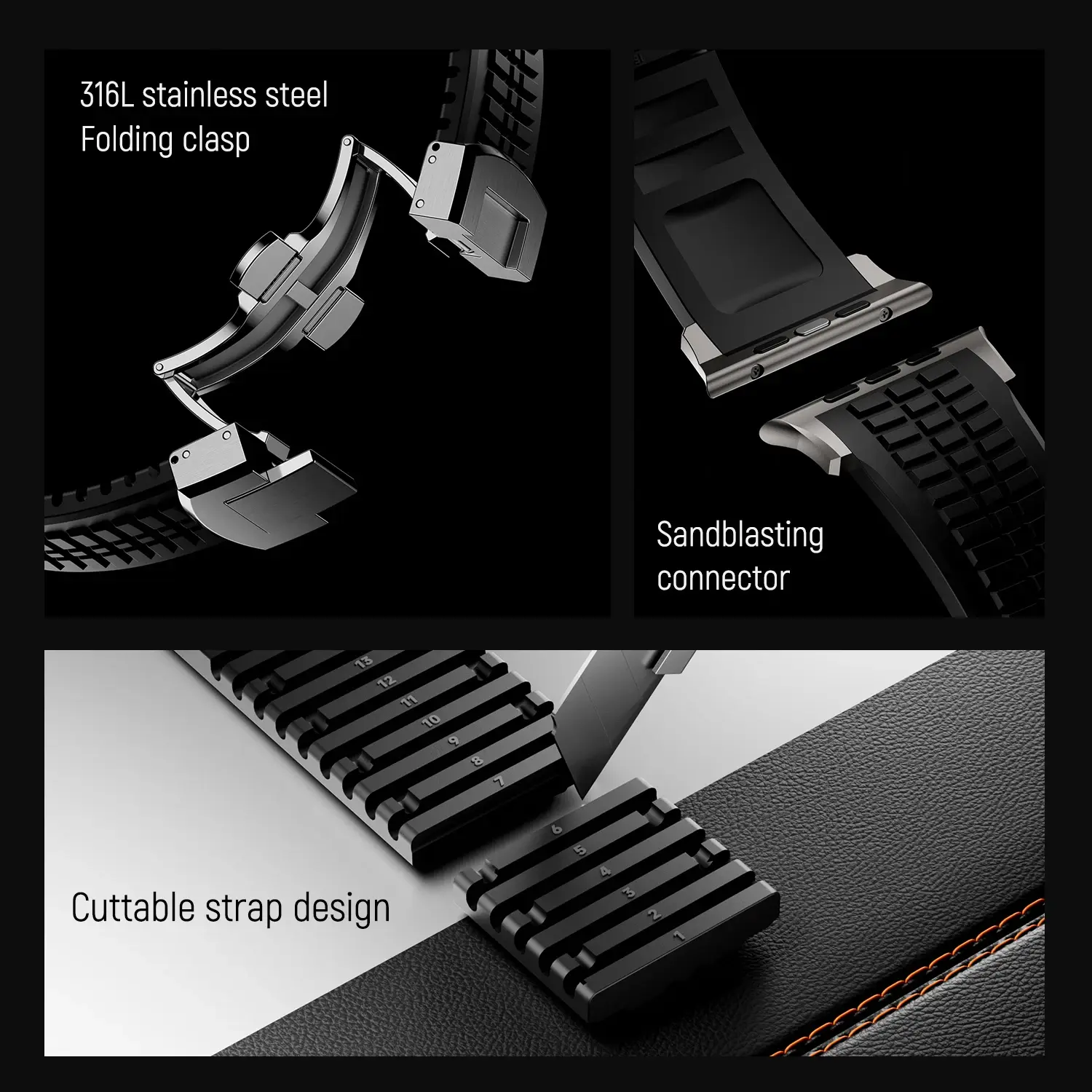 Sport Silicone for Apple Watch Ultra 2 49mm Strap Man Bracelet Iwatch Series 10 9 8 7 Se 4 5 6 44mm 45mm 46mm 316L Steel Buckle