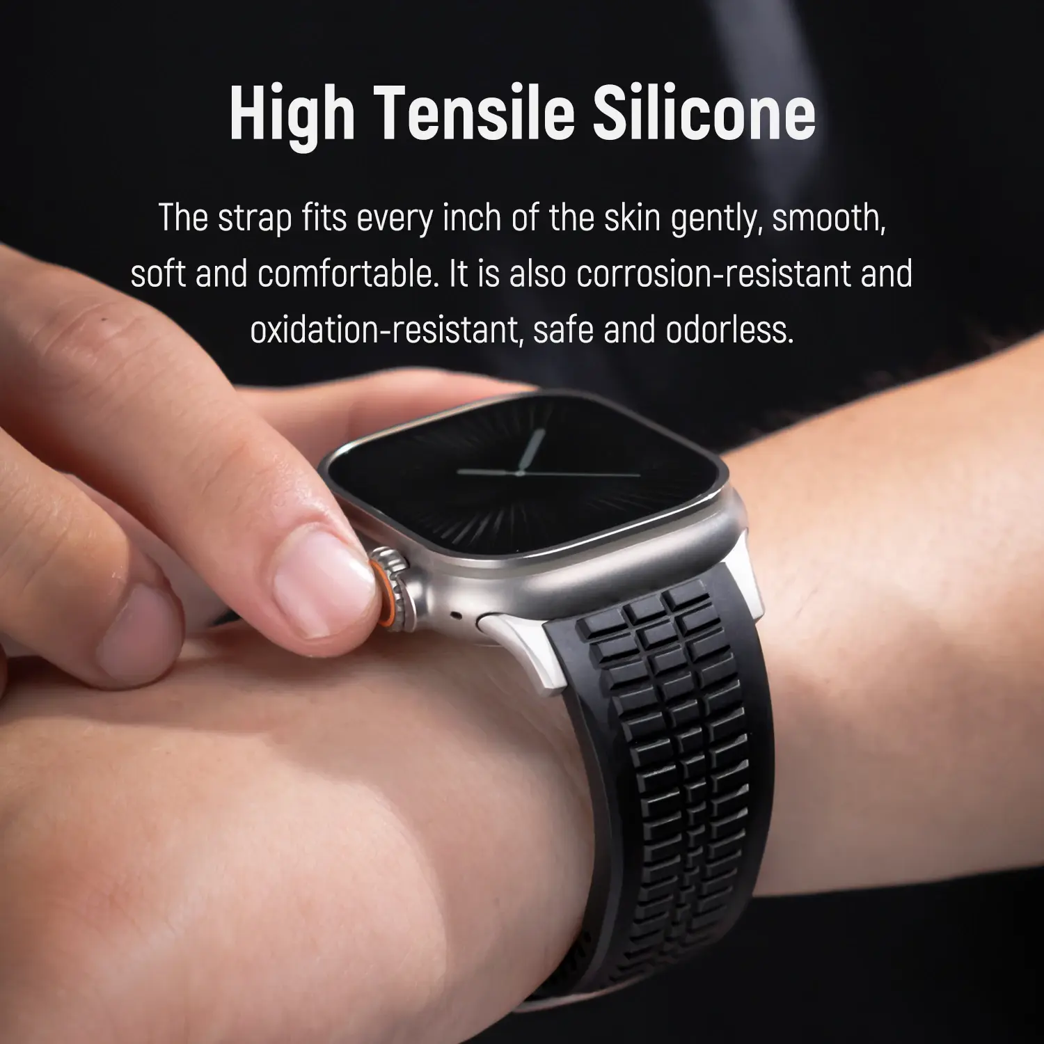 Sport Silicone for Apple Watch Ultra 2 49mm Strap Man Bracelet Iwatch Series 10 9 8 7 Se 4 5 6 44mm 45mm 46mm 316L Steel Buckle