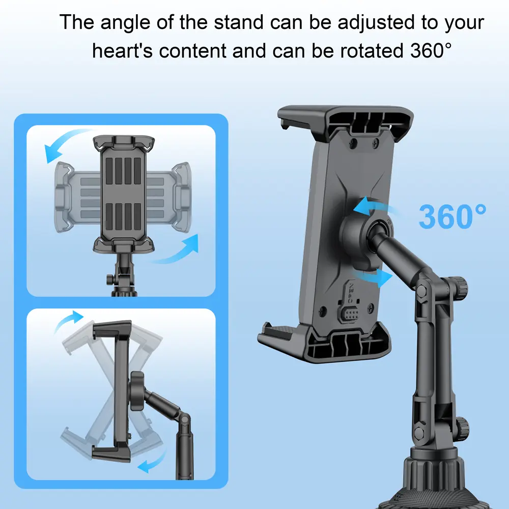 Car Cup Holder Tablet Phone Mount Stand for IPad Pro IPhone Samsung 360° Rotatable 270° Tilt Adjustable Heavy Duty SUV Truck Van