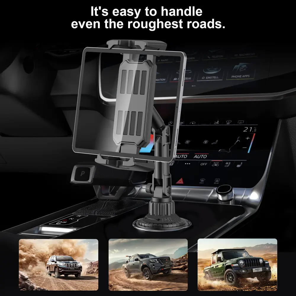 Car Cup Holder Tablet Phone Mount Stand for IPad Pro IPhone Samsung 360° Rotatable 270° Tilt Adjustable Heavy Duty SUV Truck Van