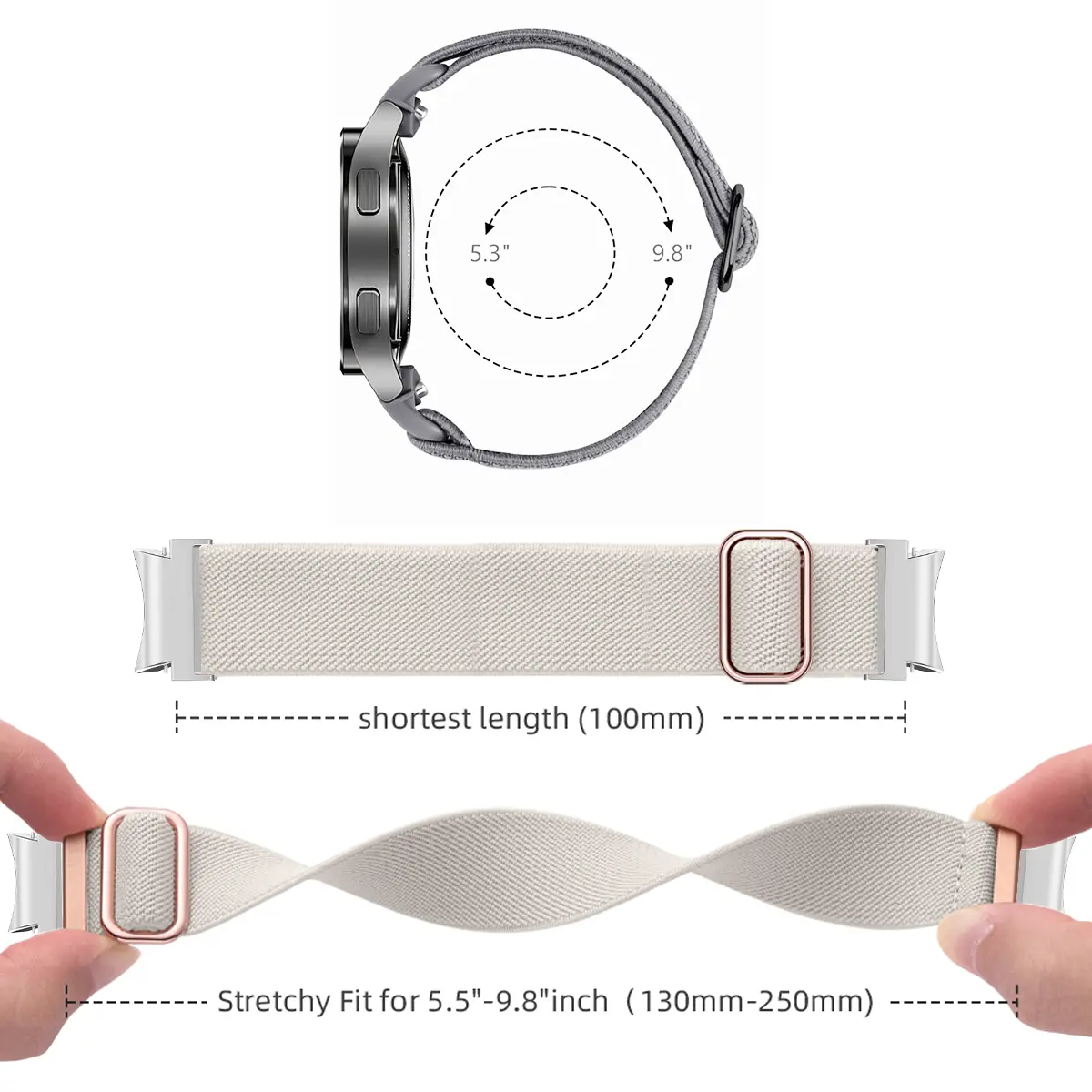 Elastic Band For Samsung Galaxy Watch 7 6 5 4 40mm 44mm/5 pro 45mm No Gaps Nylon Bracelet watch6 classic 47mm 43mm watch7 strap