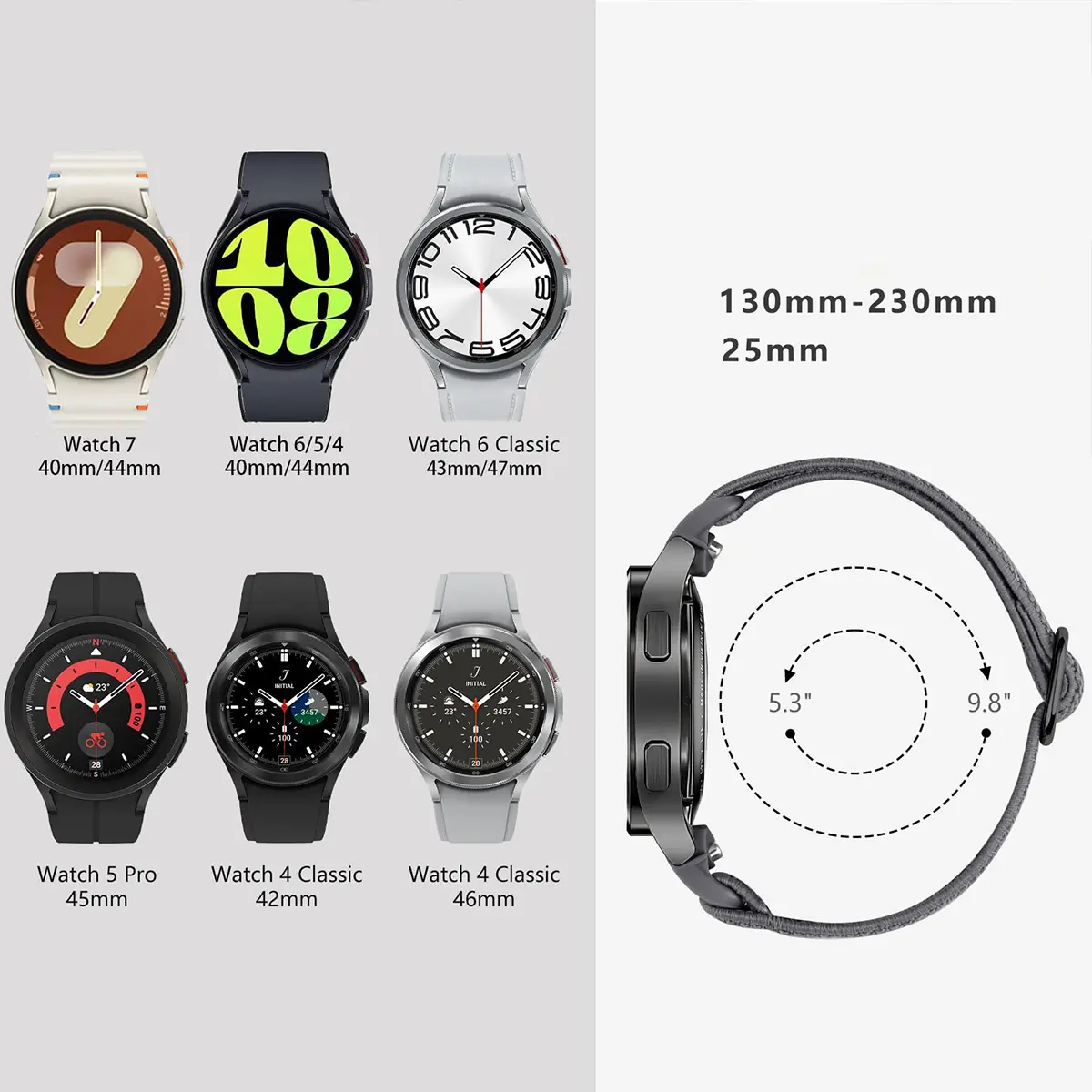 Elastic Band For Samsung Galaxy Watch 7 6 5 4 40mm 44mm/5 pro 45mm No Gaps Nylon Bracelet watch6 classic 47mm 43mm watch7 strap