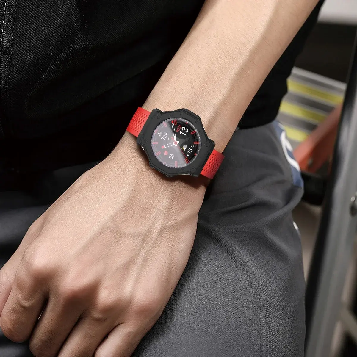 Glass+Case for Amazfit T-Rex 3 Anti-scratch Screen Protector Tempered Glass Film + Bumper Silicone Protective Cover Accessories