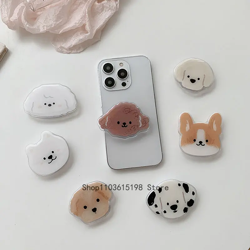 Korean Cute Cartoon Puppy Griptok Grip Tok Phone Finger Ring Holder Stand Support For iPhone 7 Samsung Foldable Socket Bracket