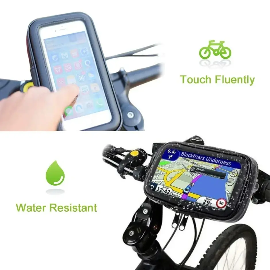 Touchable Waterproof Bicycle Phone Holder Motorcycle Bike Handlebar Phone Case Bag for iPhone 16 15 14 Samsung Phone Stand Mount