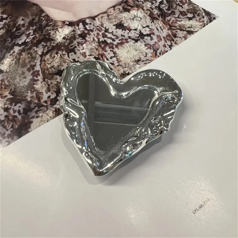 Luxury 3D Silver Planet Love Heart Mirror Metal Bracket Phone Grip Tok Holder For iPhone Accessories Finger Ring Stand Gift