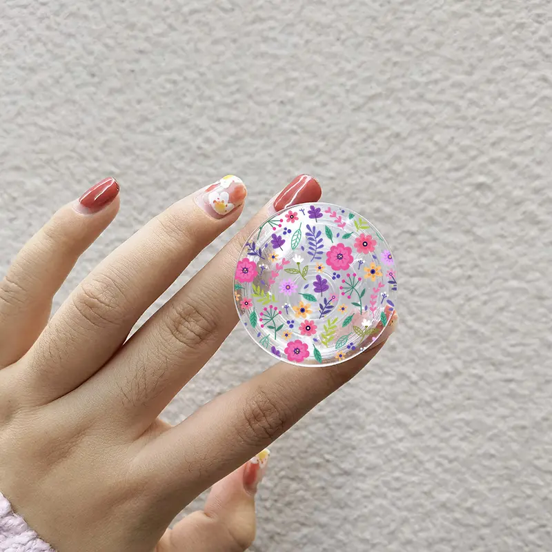 INS Korea Pink Rose Colorful Flower Folding Mobile Phone Grip Stand Holder For iPhone 16 15 Samsung Floral Clear Griptok Bracket