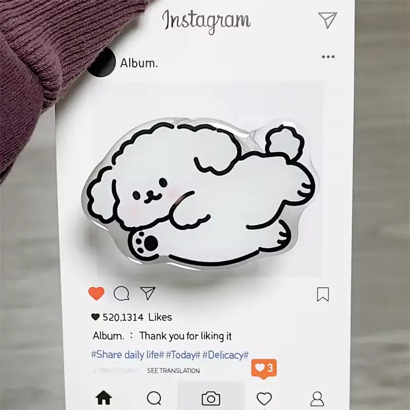 Korean Cute Cartoon Puppy Magnetic Holder Phone Grip Tok Griptok Bracket Support For iPhone 16 15 14 For Magsafe Case Smart Tok