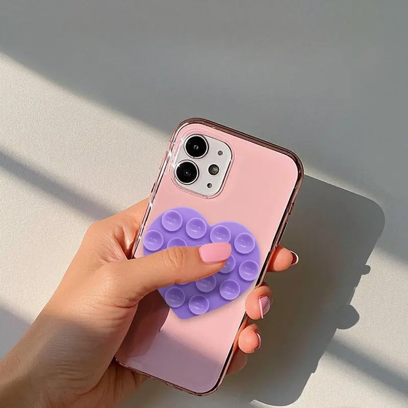 Heart Shaped Double-sided Silicone Suction Cup Phone Sticker Self-adhesive Anti Slip Suction Phone Support Bracket Suction Cup