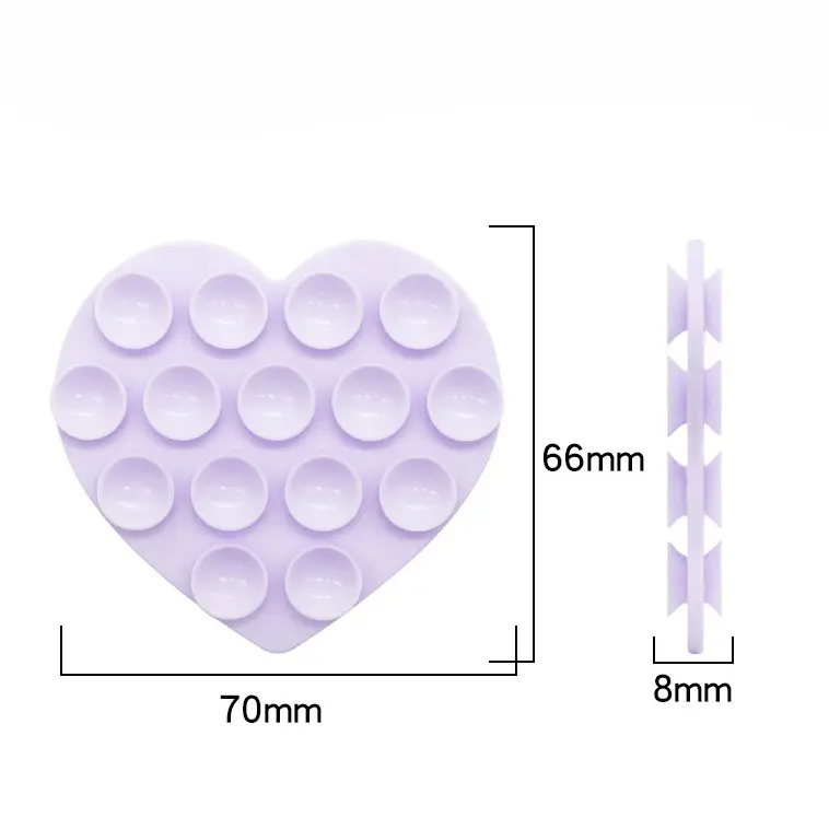 Heart Shaped Double-sided Silicone Suction Cup Phone Sticker Self-adhesive Anti Slip Suction Phone Support Bracket Suction Cup