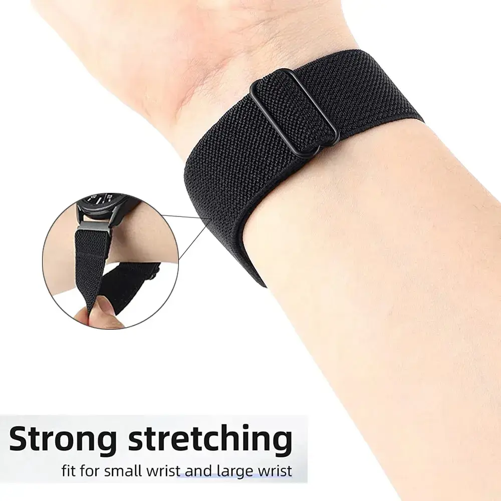 20mm 22mm strap For Samsung Galaxy watch 7/6/5 pro/4/classic/3/Active 2/Gear S3 Adjustable Nylon Elastic Huawei GT2/4/3 Pro band