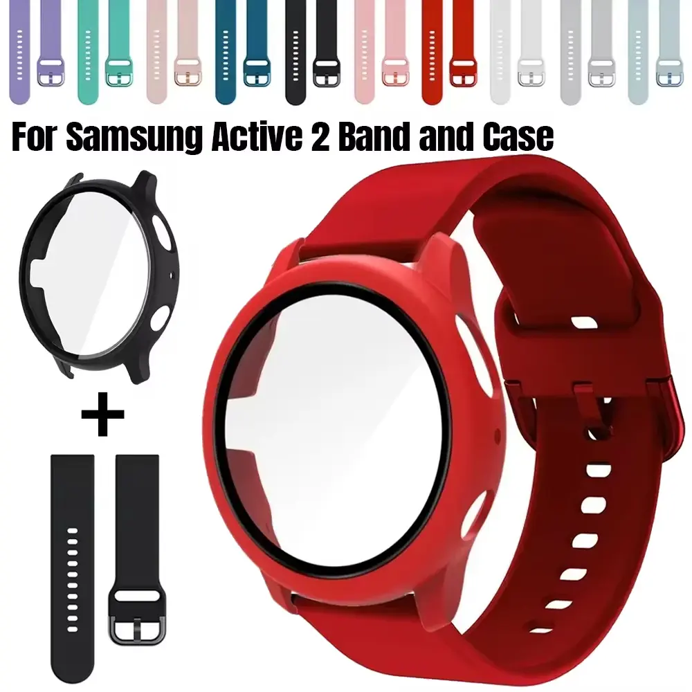 20mm Strap+Case for Samsung Galaxy Watch Active 2 Bracelet Band Coverage Bumper forGalaxy Watch 4/5/6 40mm 44mm Protective Cover