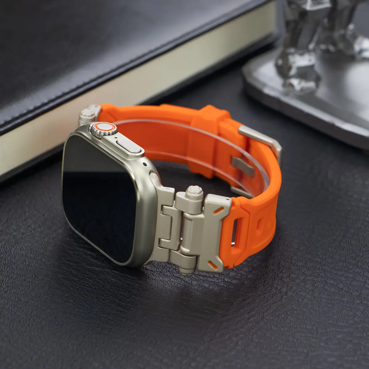 Silicone Sport Strap For Apple Watch 9 45mm Ultra 2 49MM 44mm 42mm Titanium Color TPU watch band for iWatch 9 8 SE 7 6 4 5 3 2 1