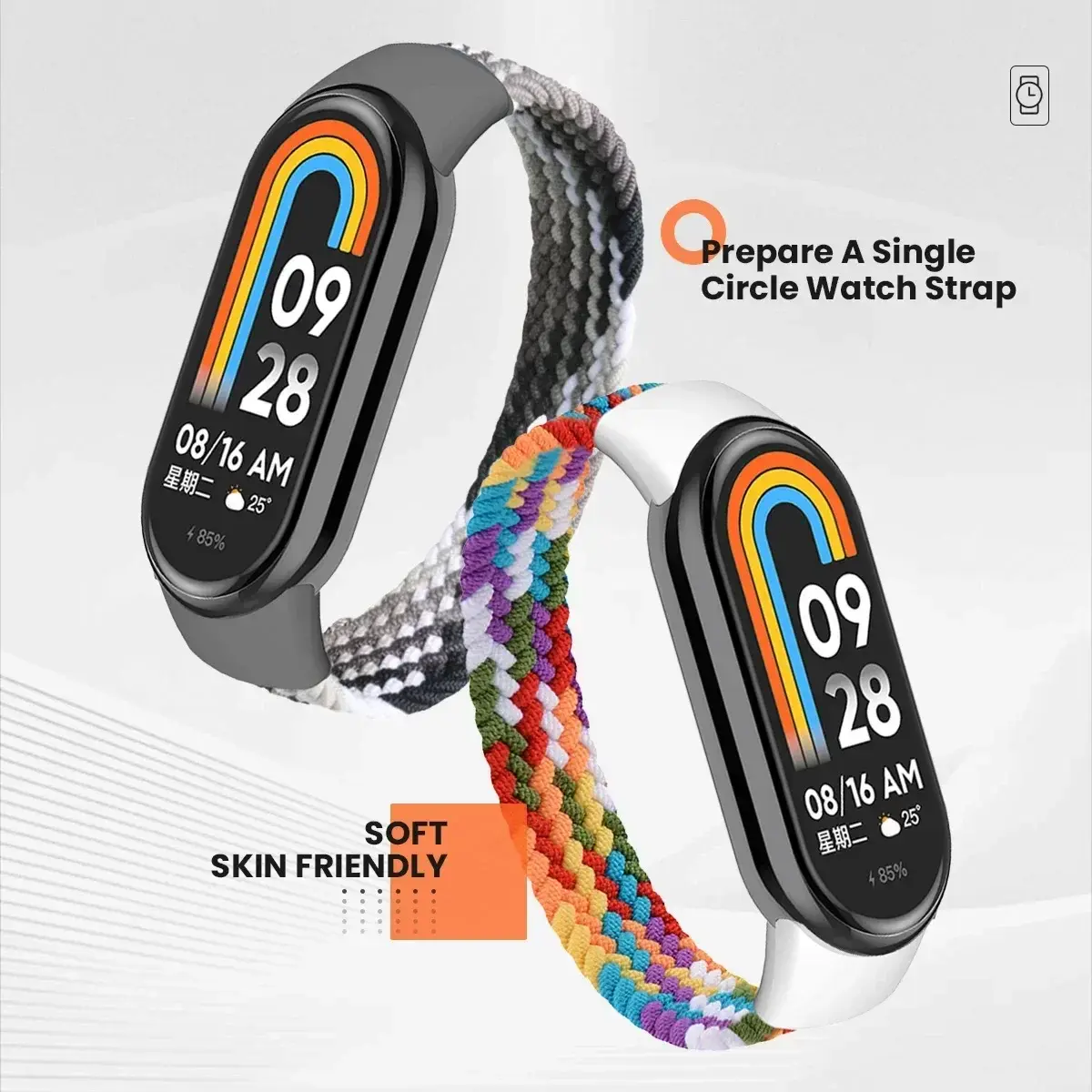 Braided Solo Loop for Xiaomi Mi Band 8 9 Strap Replacement accessories Elastic Nylon Watchbands correa bracelet for Miband 8 NFC