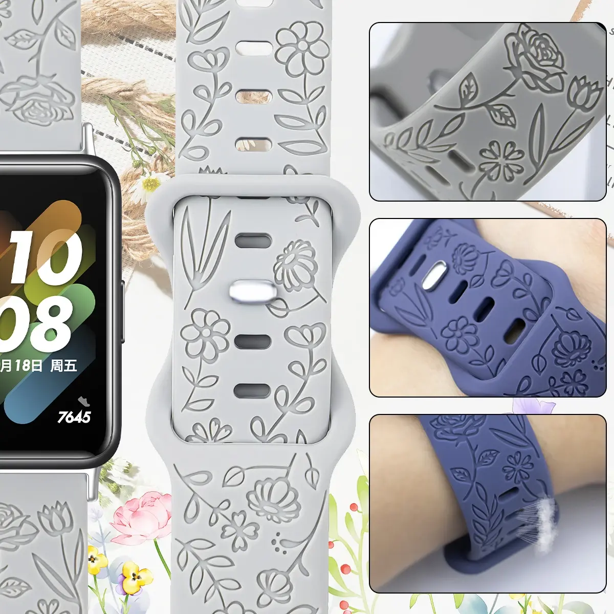 Carved Silicone Strap for Samsung Galaxy Fit 3 Watch Band Bracelet Replacement Sport Watchband for Samsung Fit3 Band Accessories