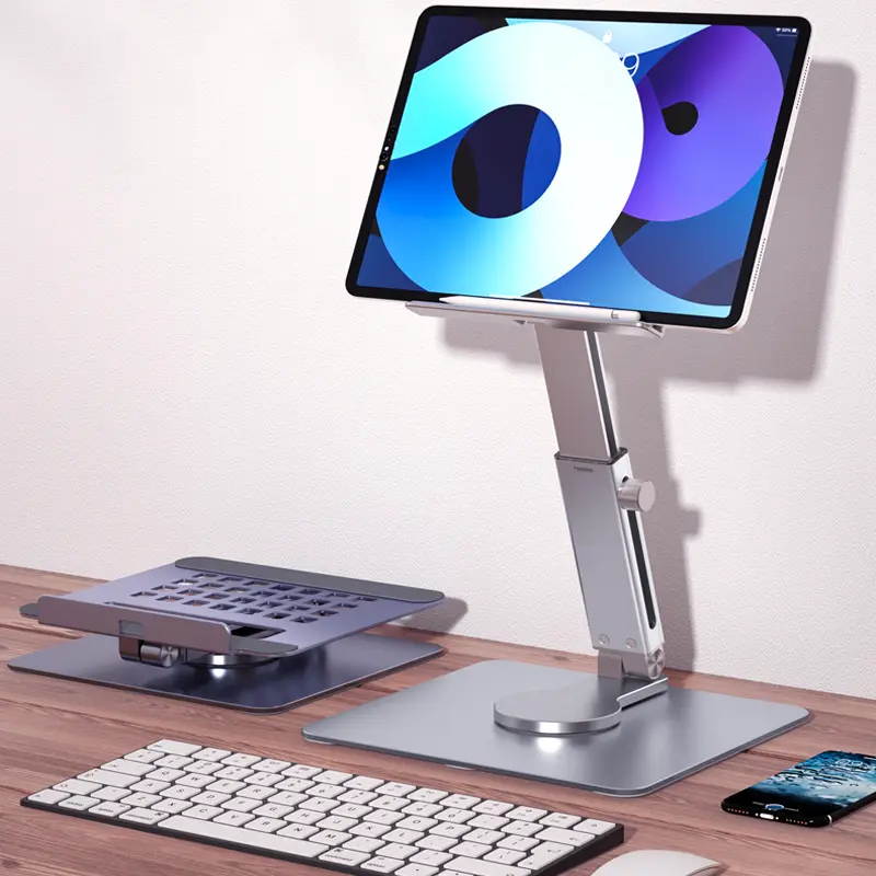 Aluminum Tablet Stand Desk Riser 360° Rotation Multi-Angle Height Adjustable Foldable Holder Dock For iPad Pro Air Xiaomi Table
