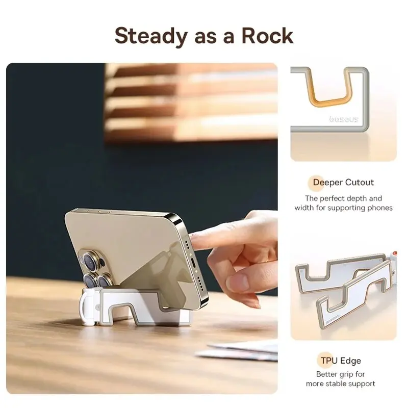 Baseus Foldable Phone Stand Desktop Phone Support Mini Desk Stand For iPhone 14 13 Samsung Adjustable Bracket Cell Phone Support