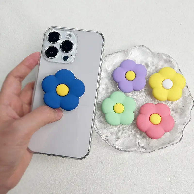 Socket Talk Macron color resin flower mobile phone stand Lazy foldable desktop stand three-dimensional flower mobile phone grip
