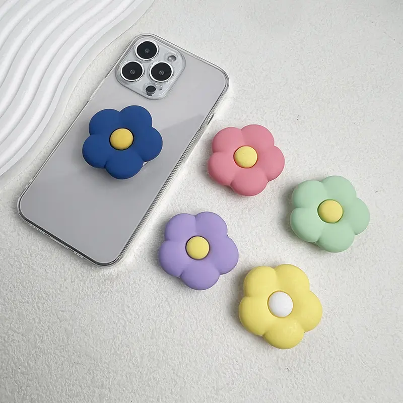 Socket Talk Macron color resin flower mobile phone stand Lazy foldable desktop stand three-dimensional flower mobile phone grip