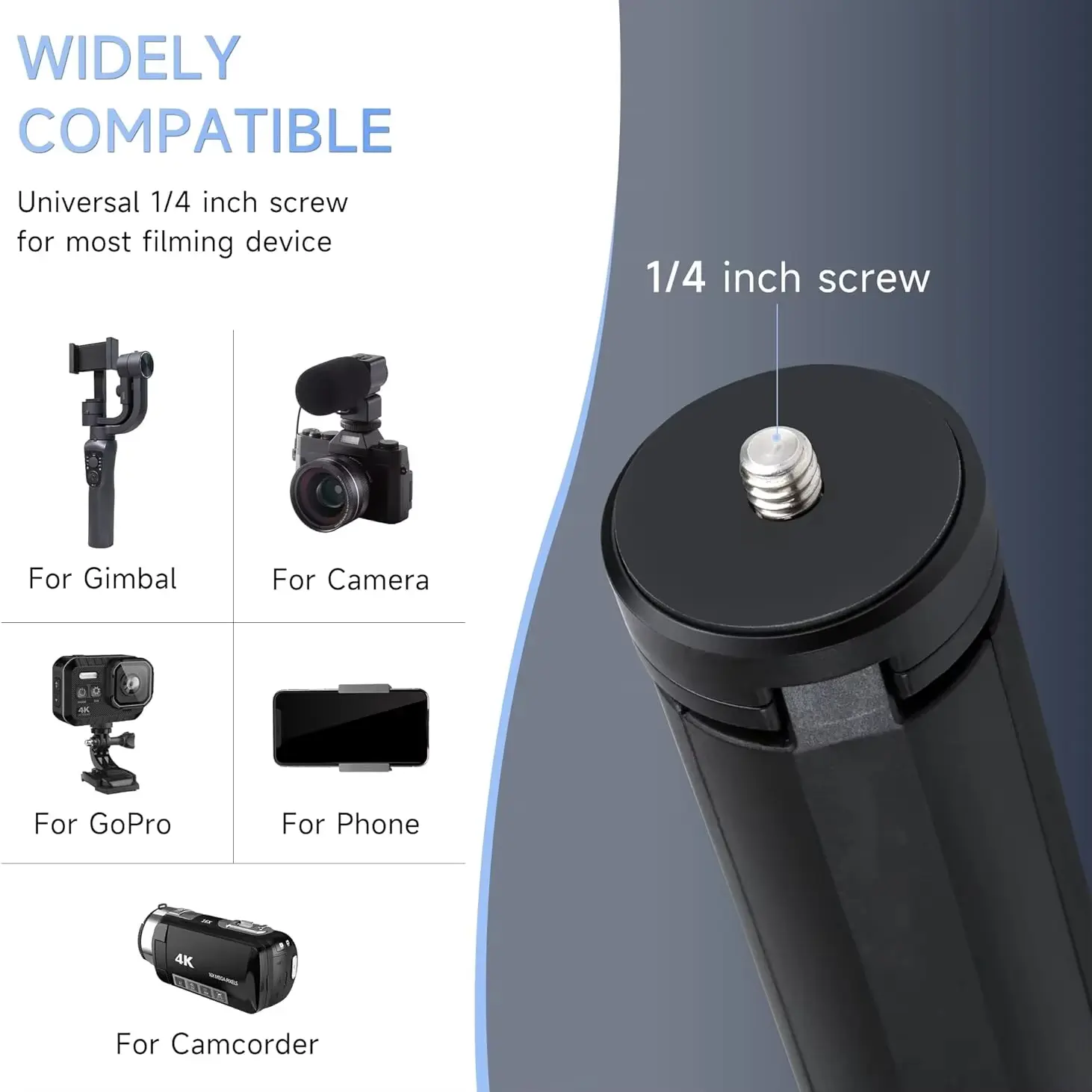 Portable Mini Table Tripod Stand Desk Tripod with 1/4'' Screw for Gopro Camera Video Vlog Grip Panel Ring Light Phone Gimbal