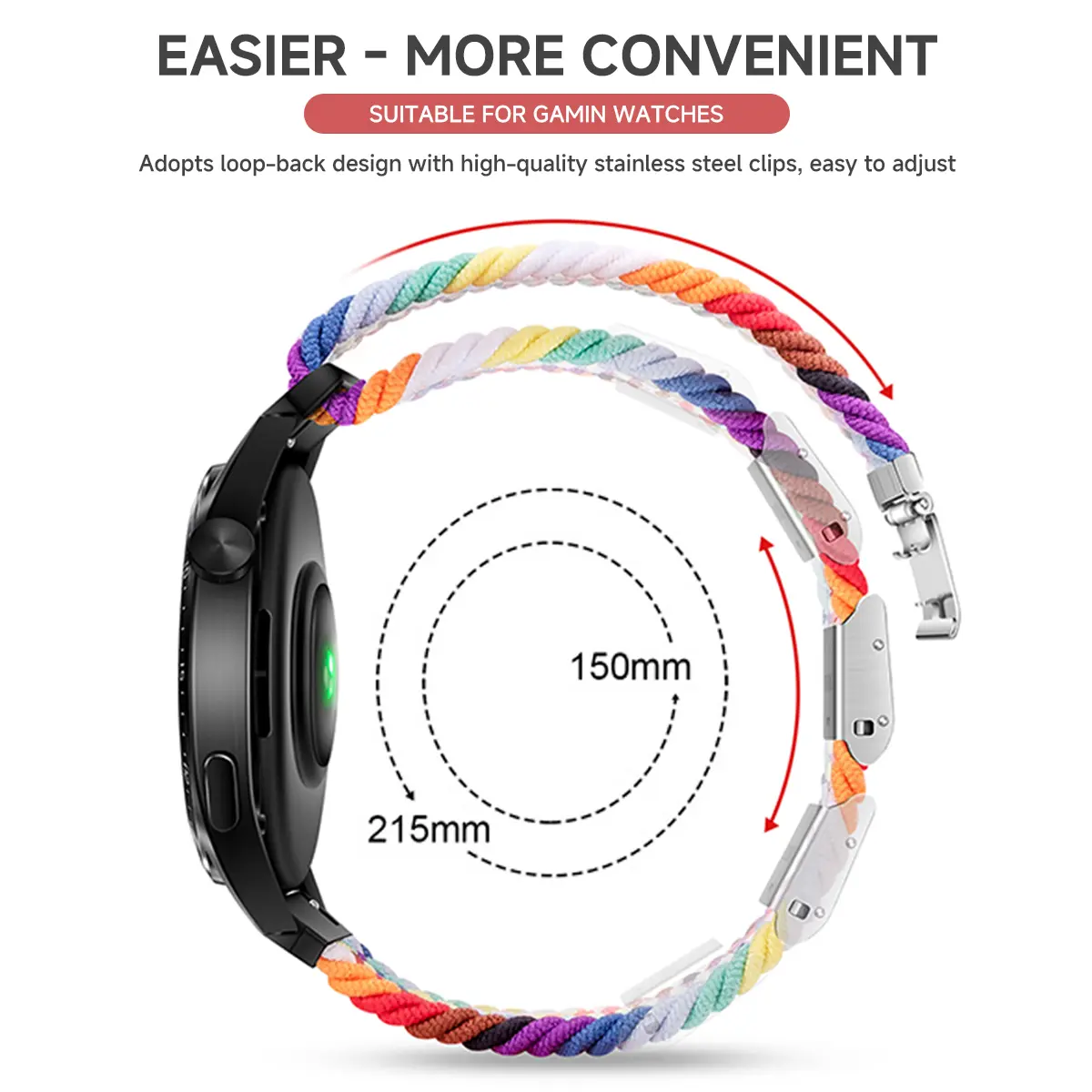 26mm 22mm Braided Strap For Garmin Fenix E 8 47 51mm 7 7X Pro/Enduro 3 2/Epix Quick Release Bracelet Loop Nylon Sports WatchBand
