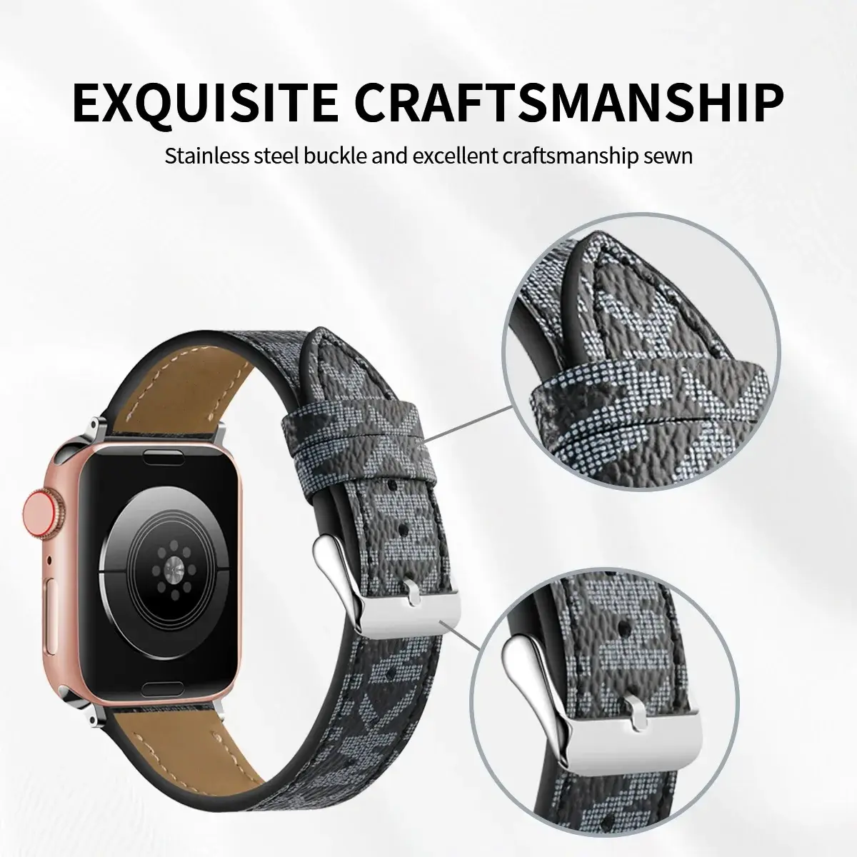 Luxury Watch Bands Compatible With Apple Watch Band 38 40 41mm 42mm 44mm 45mm Designer Retro Leather Strap Classic Belt Ultra 49