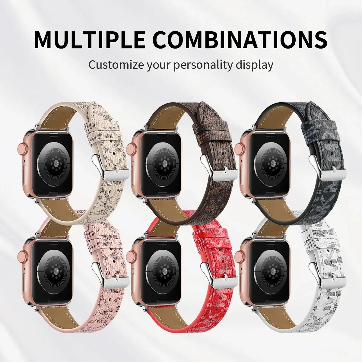 Luxury Watch Bands Compatible With Apple Watch Band 38 40 41mm 42mm 44mm 45mm Designer Retro Leather Strap Classic Belt Ultra 49