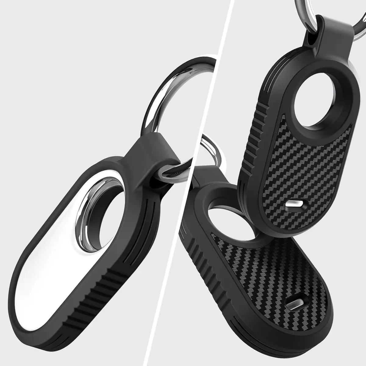 Carbon Fiber Style Case For Samsung Galaxy Smart Tag 2 Locator Anti-lost Backpack Keychain TPU Soft Silicone Protect Back Cover
