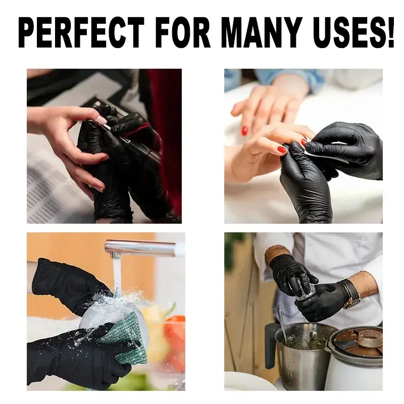 50/100PCS Disposable Black Nitrile Gloves for Household Use Free Powder Latex Free Cleaning Gloves Tattoo  Hairdressing Tools