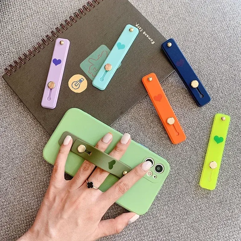 Finger Ring Holder Silicone Push Pull Grip Extremely Thin Phone Stand  Heart Candy Color Hand Band Bracket Phone Accessories