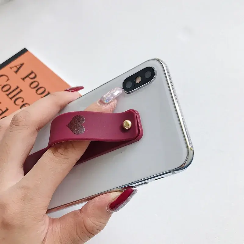 Finger Ring Holder Silicone Push Pull Grip Extremely Thin Phone Stand  Heart Candy Color Hand Band Bracket Phone Accessories