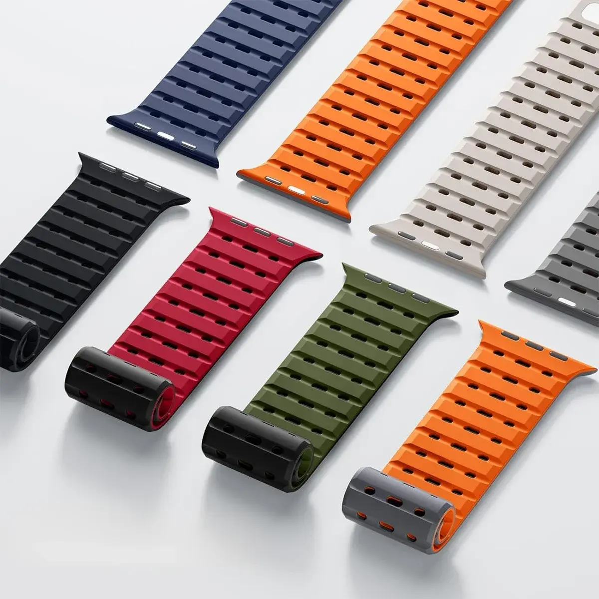 Silicone magnetic strap for Apple Watch series 38 40 41 42 44 45 49 46 sports breathable wristband iWatch s ultra s-10 9 8 7 6 5