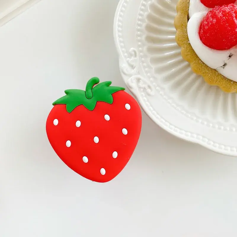 Cute Fruit Strawberry Foldable Grip Phone Holder for IPhone 15 14 Samsung Support Tok Socket Pocket Finger Bracket Griptok Stand