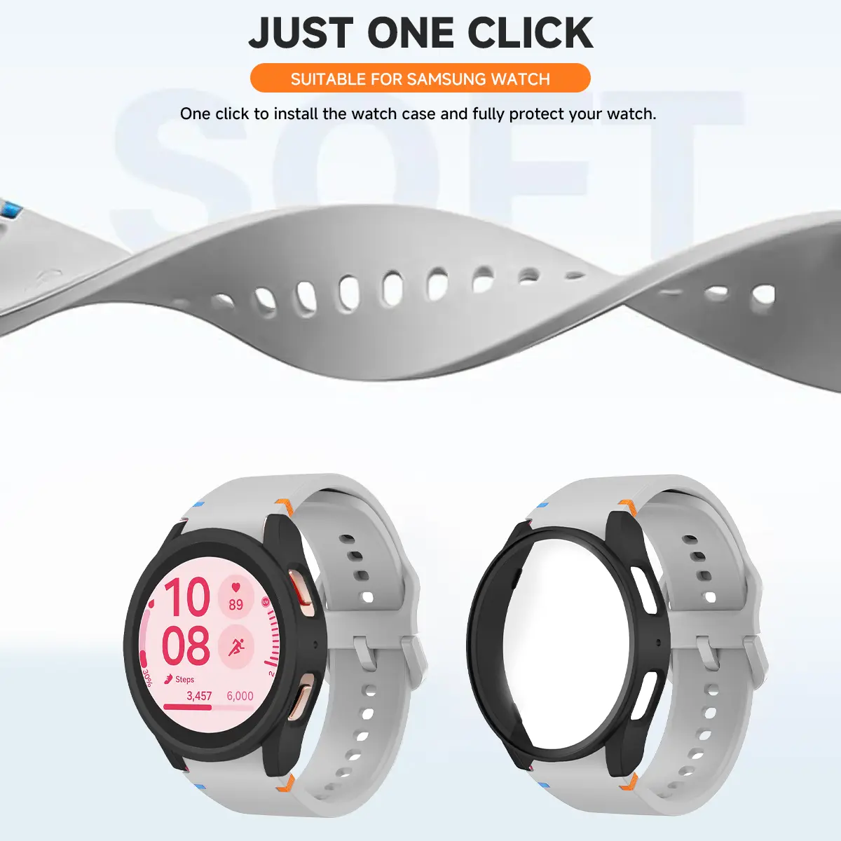 Case+Strap for Samsung Galaxy Watch 7 6 5 4 40mm 44mm Silicone  Band PC Protector Cover Bumper for Galaxy Watch 6Classic 43mm