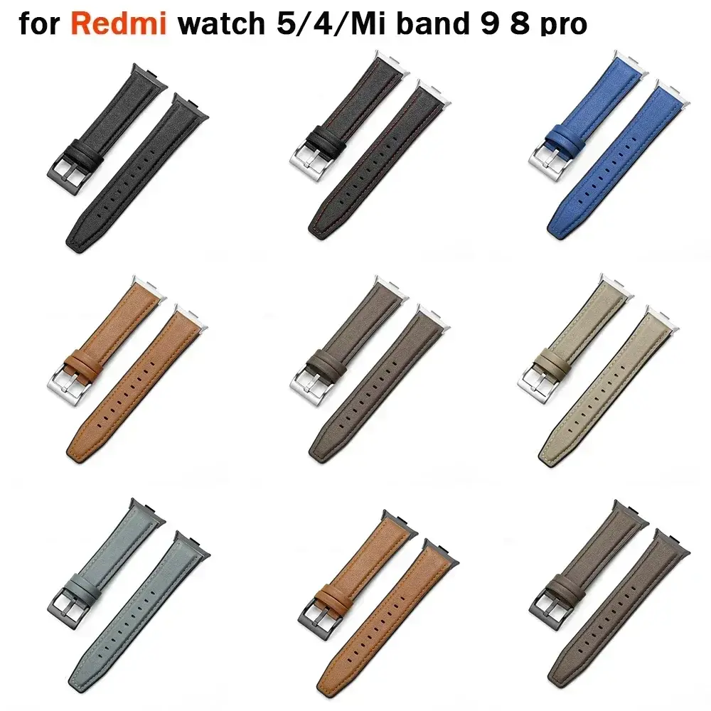 Leather Bracelet for Redmi watch 5/4 Wrist Strap for Xiaomi Mi band 9 pro/8 pro watchband Smart watch Sports Strap Accessoeies
