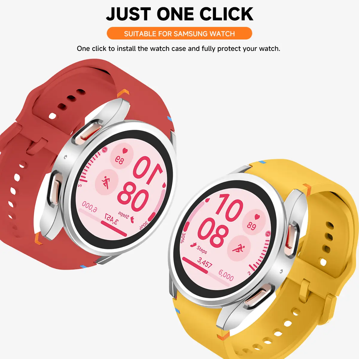 Case+Strap for Samsung Galaxy Watch 7 6 5 4 40mm 44mm Silicone  Band PC Protector Cover Bumper for Galaxy Watch 6Classic 43mm