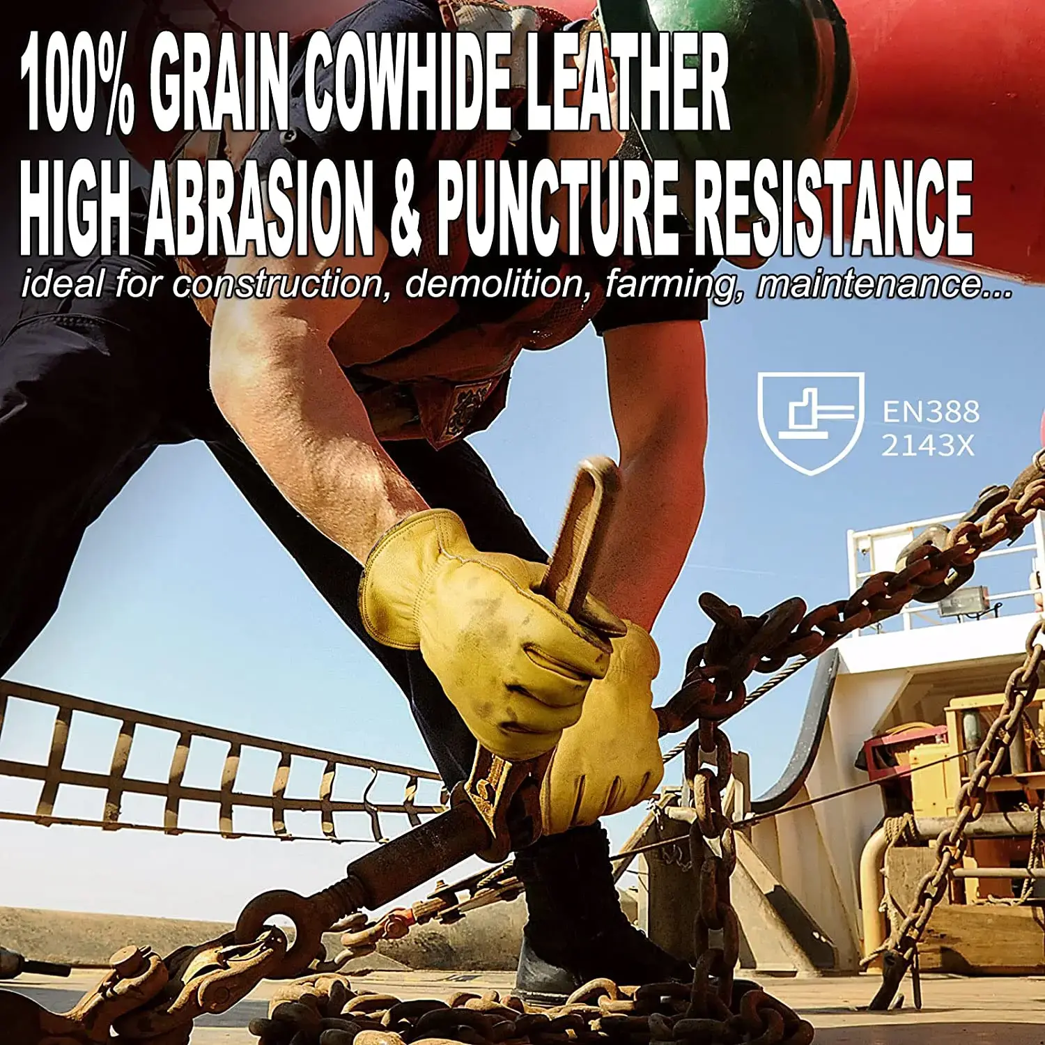 100% Full Cowhide Gardening Gloves: Prick and Cut Resistant, Ideal for Rose Pruning and Daily Protection