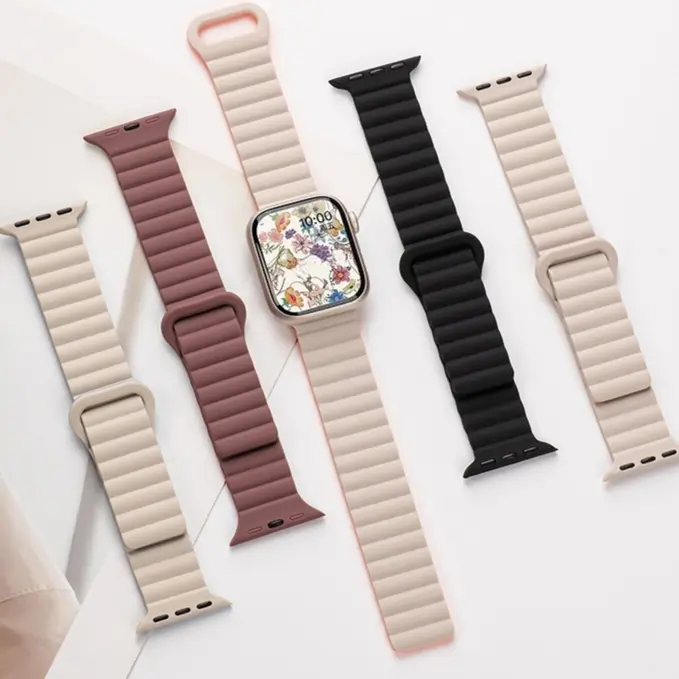 Original Magnetic bands for Apple Watch Strap 46mm 44mm 45 49mm 41mm Silicone Bracelet For iwatch Ultra 2 Series 9 8 SE Correa