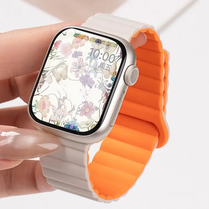Original Magnetic bands for Apple Watch Strap 46mm 44mm 45 49mm 41mm Silicone Bracelet For iwatch Ultra 2 Series 9 8 SE Correa