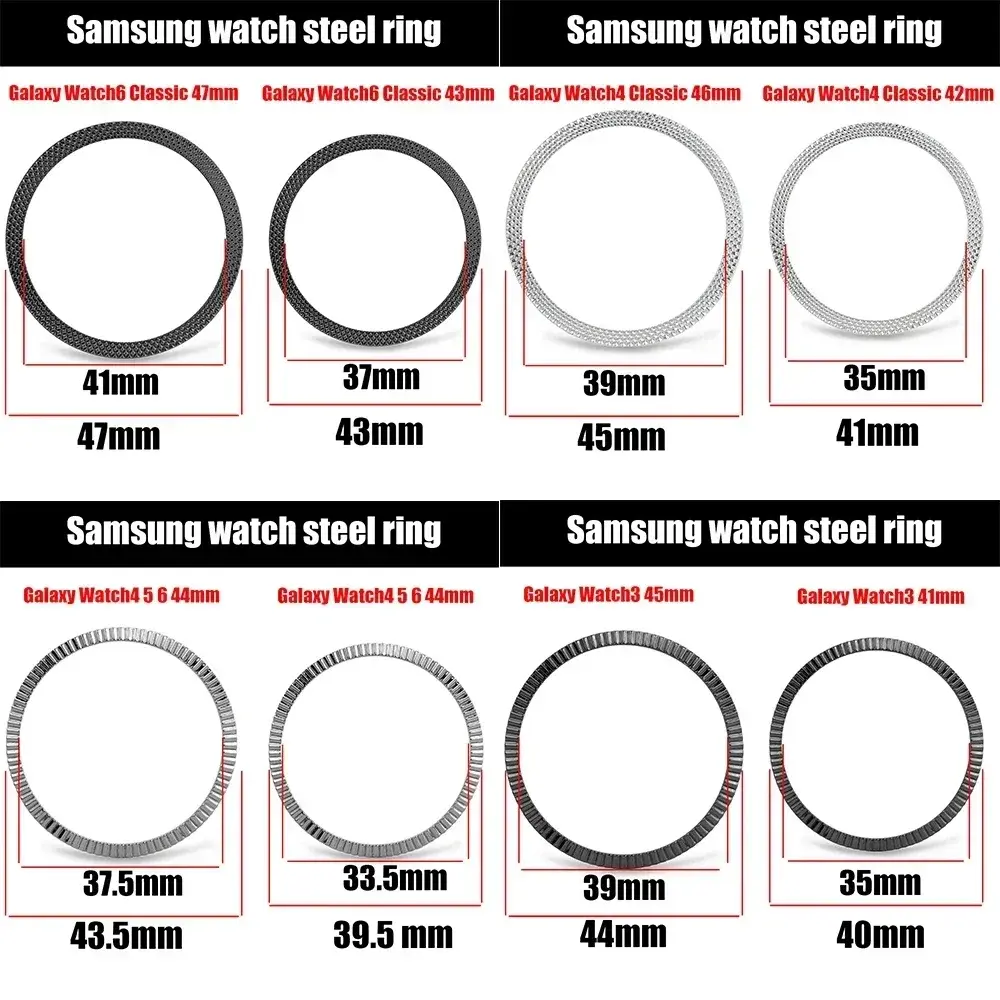 for Samsung Galaxy Watch7 6 5 4 Classic 43mm 47mm 42mm 46mm 40mm 44mm Metal Bezel Cover Ring Bumper Adhesive Case Watch3 41/45mm