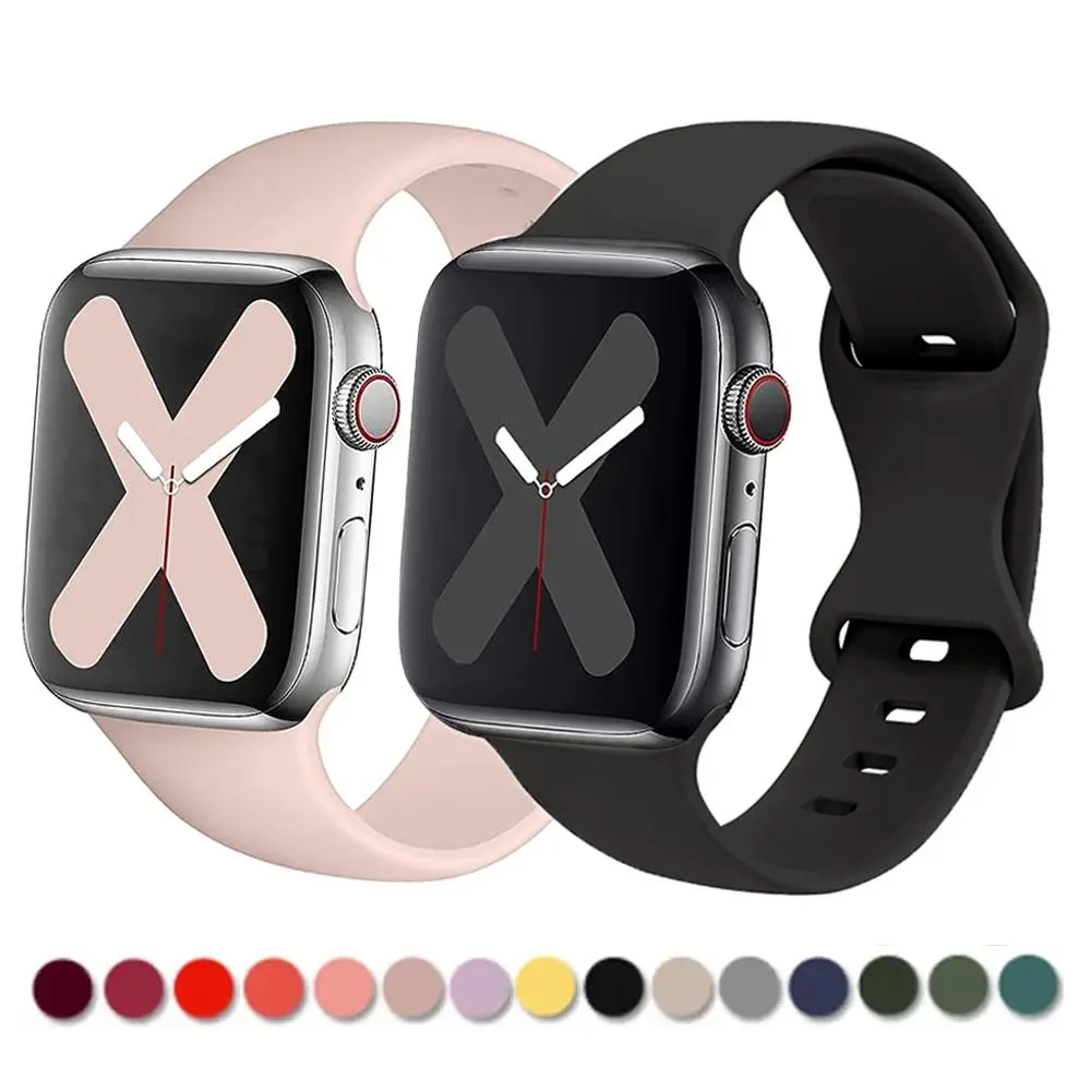 Silicone Strap For Apple Watch Band 44mm 40mm 45mm 41mm 49mm 42mm 38mm 44 mm correa bracelet iwatch series 9 7 8 se Ultra 4 5 6